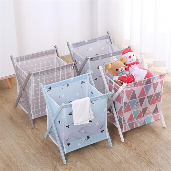 印花布藝摺疊收納籃 大容量立式折疊防水置物籃 加高收納籃