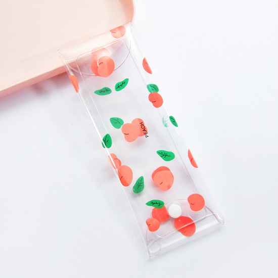 按壓式透明筆袋 可愛印花圖案PVC筆袋 小清新文具收納盒 收納袋 鉛筆盒