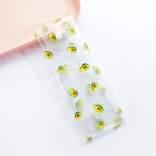 按壓式透明筆袋 可愛印花圖案PVC筆袋 小清新文具收納盒 收納袋 鉛筆盒