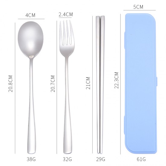 不鏽鋼餐具三件組 304不鏽鋼餐具組 外出必備環保餐具組 盒裝餐具三件組