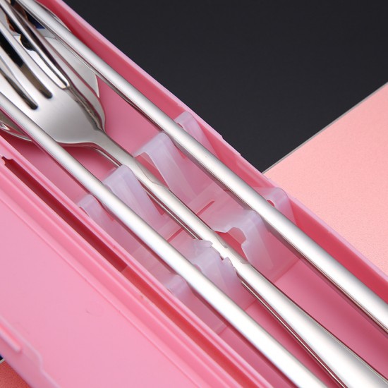 不鏽鋼餐具三件組 304不鏽鋼餐具組 外出必備環保餐具組 盒裝餐具三件組