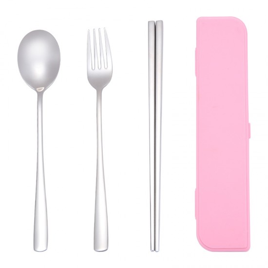 不鏽鋼餐具三件組 304不鏽鋼餐具組 外出必備環保餐具組 盒裝餐具三件組