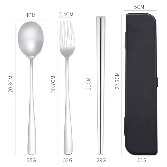 不鏽鋼餐具三件組 304不鏽鋼餐具組 外出必備環保餐具組 盒裝餐具三件組