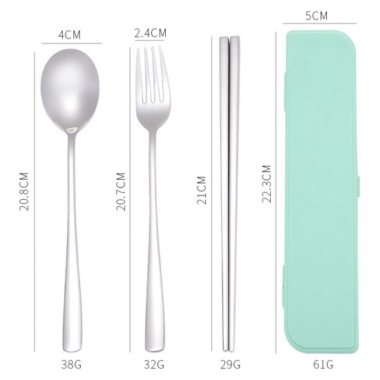 不鏽鋼餐具三件組 304不鏽鋼餐具組 外出必備環保餐具組 盒裝餐具三件組