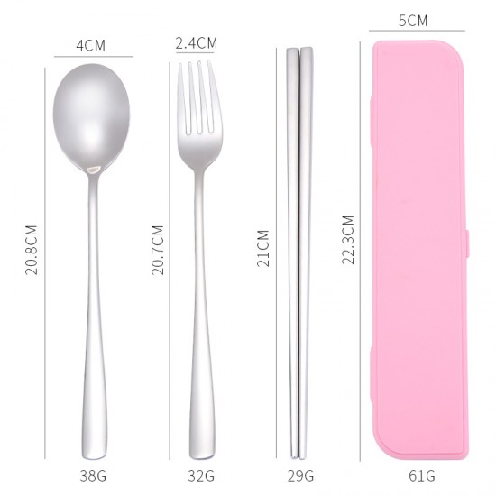 不鏽鋼餐具三件組 304不鏽鋼餐具組 外出必備環保餐具組 盒裝餐具三件組