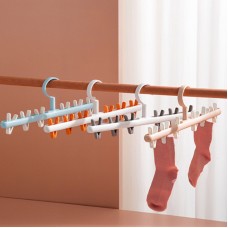 創意防風衣架夾 簡約6夾防風塑膠衣架 360度旋轉曬襪架 衣夾