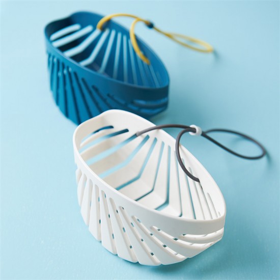 多功能水槽瀝水架 貝殼造型掛繩鏤空瀝水籃 多功能海棉置物架 收納籃