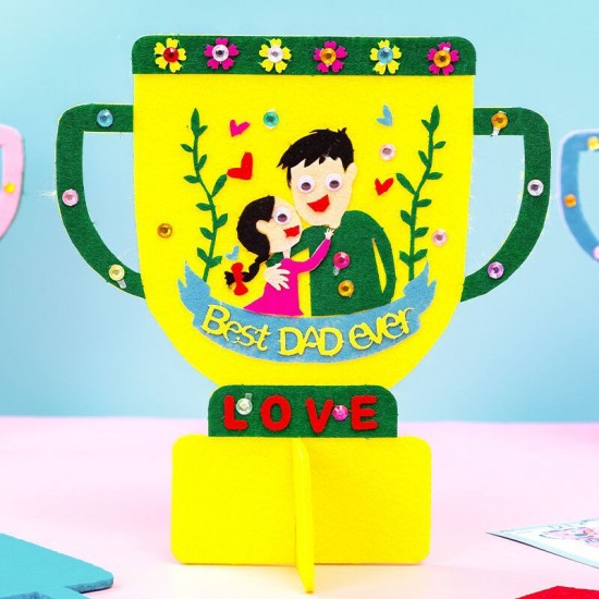 父親節禮物 幼兒園益智創意粘貼 不織布材料包 兒童手工DIY獎杯