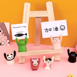 舉手動物名片夾 可愛動物造型辦公名片夾 立式少女心照片夾 創意名片支架 舉手動物名片夾 可愛動物造型辦公名片夾 立式少女心照片夾 創意名片支架