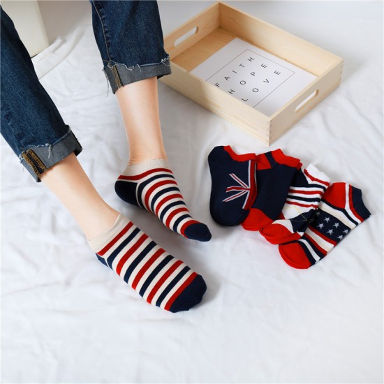 創意國旗風船襪 創意國旗色船型襪 時尚休閒短襪 學生必備短襪 襪子