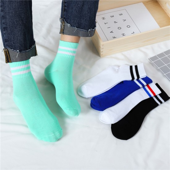 學院風中筒襪 秋冬必備中筒襪 運動防滑襪子 創意條紋中筒襪 學生必備
