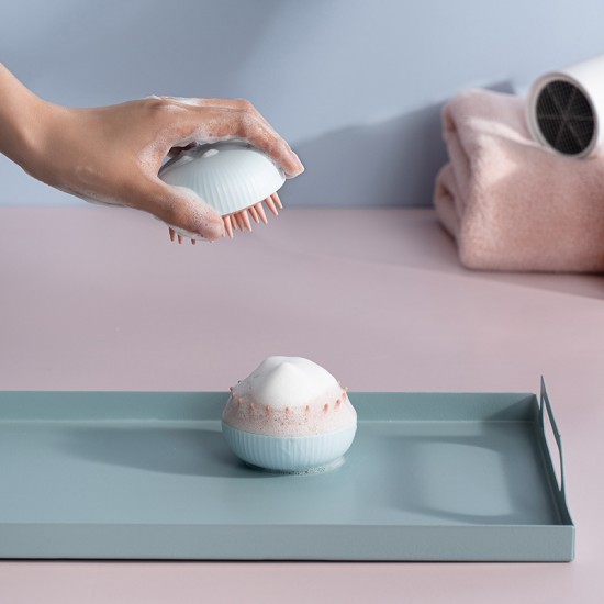 柔軟矽膠洗頭刷 居家必備按摩頭皮神器 乾濕兩用防滑按摩刷