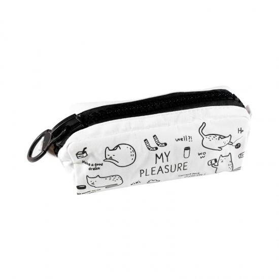 可愛貓咪帆布筆袋 簡約學生文具袋 小清新文具收納袋 學生鉛筆盒