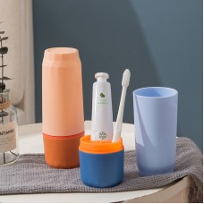 分隔牙刷收納盒 鑽石旅行洗漱用品收納杯 撞色牙刷盒 牙刷牙膏收納盒