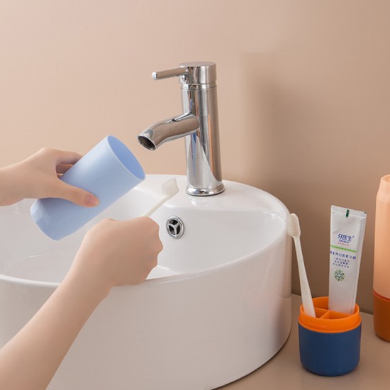 分隔牙刷收納盒 鑽石旅行洗漱用品收納杯 撞色牙刷盒 牙刷牙膏收納盒