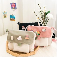 小清新帆布單肩包 簡約帆布斜背包 文藝簡約學生帆布單肩包