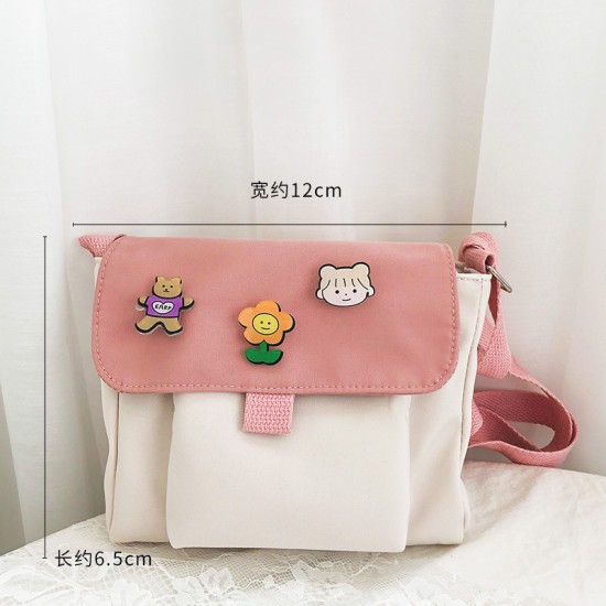 小清新帆布單肩包 簡約帆布斜背包 文藝簡約學生帆布單肩包