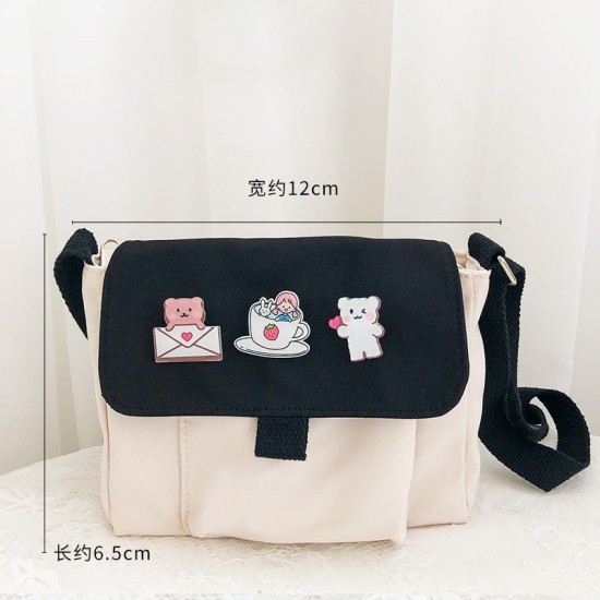 小清新帆布單肩包 簡約帆布斜背包 文藝簡約學生帆布單肩包