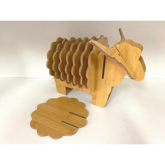 動物造型隔熱墊組 創意小牛小羊木製隔熱墊 廚房必備隔熱墊