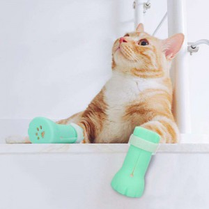 多功能寵物腳套 創意防抓傷矽膠腳套 餵藥打針洗澡防抓傷貓爪套 4個裝