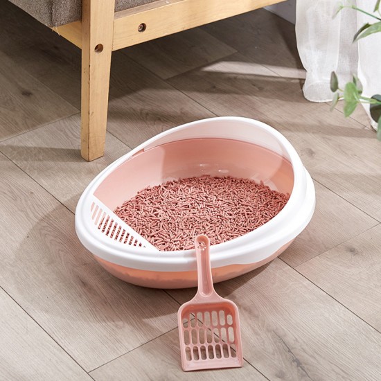 圓形半封閉式貓砂盆 創意加高大號貓砂收納盆 創意可拆式貓砂盆