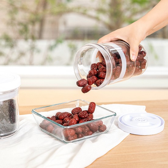 可伸縮密封儲物罐 按壓式真空五穀雜糧收納罐 廚房必備食品保鮮盒 密封罐