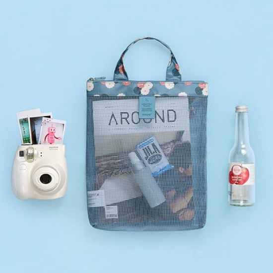 夏日必備游泳沙灘包 網格洗漱用品收納包 外出必備手提袋