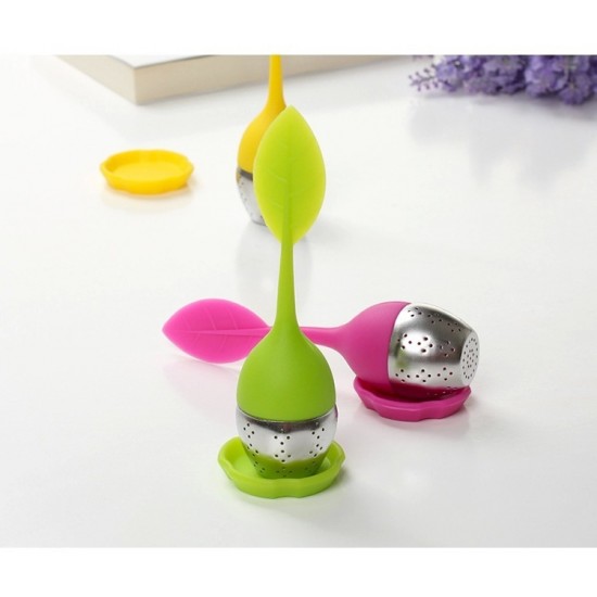 創意矽膠葉子泡茶器 304不鏽鋼濾茶器 簡約樹葉造型泡茶器