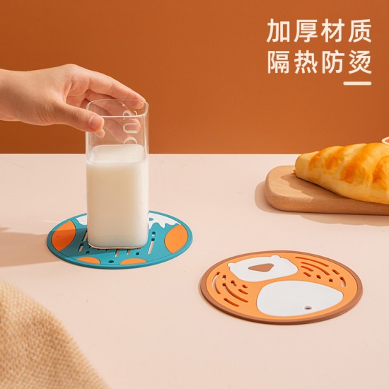 可愛矽膠隔熱墊 創意鏤空可愛圖案防燙鍋墊 廚房必備矽膠防燙墊 矽膠杯墊
