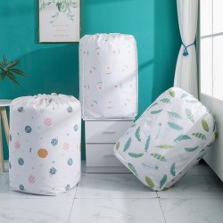 小清新大容量棉被收納袋 圓筒抽繩棉被整理袋 換季必備棉被衣物收納袋