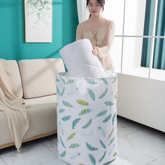 小清新大容量棉被收納袋 圓筒抽繩棉被整理袋 換季必備棉被衣物收納袋
