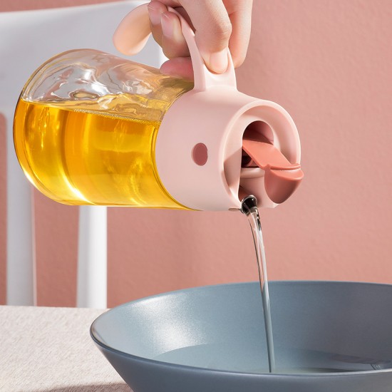 自動開蓋玻璃油壺 廚房必備歐式油醋調味壺 簡約醬油調味瓶