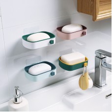 簡約雙色壁掛式肥皂盒 創意雙層瀝水肥皂架 浴室必備香皂盒 置物架