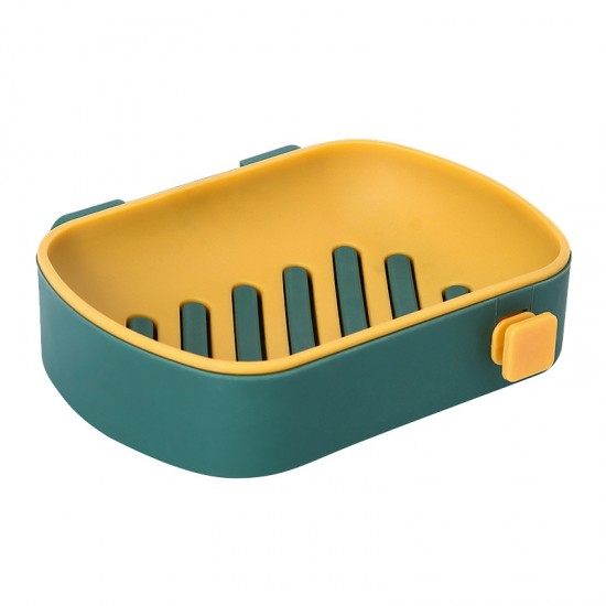 簡約雙色壁掛式肥皂盒 創意雙層瀝水肥皂架 浴室必備香皂盒 置物架