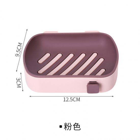 簡約雙色壁掛式肥皂盒 創意雙層瀝水肥皂架 浴室必備香皂盒 置物架