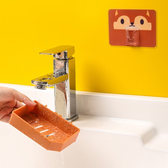 可愛圖案壁掛式肥皂盒 創意浴室必備亮色香皂盒 大號黏貼式肥皂架 香皂架