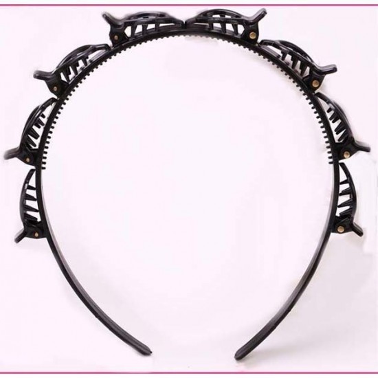 夾子鏤空編織髮箍 創意氣質瀏海鏤空髮箍 塑膠8夾髮箍