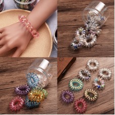 加粗電話線髮圈手環 創意時尚繽紛電話線手環 無痕髮圈