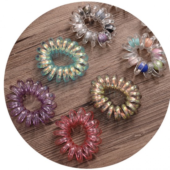 加粗電話線髮圈手環 創意時尚繽紛電話線手環 無痕髮圈