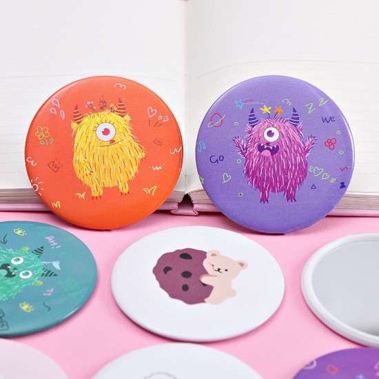 可愛圖案小圓鏡 方便攜帶可愛迷你化妝鏡 小鏡子 隨身補妝鏡