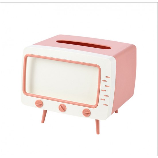 創意電視機造型面紙盒 塑膠多功能復古電視手機支架 追劇必備