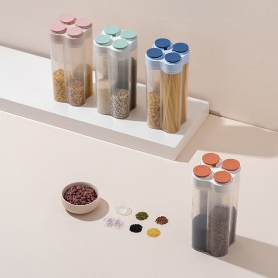 分隔五穀雜糧收納罐 透明廚房密封罐 食品儲物罐 廚房必備保鮮罐