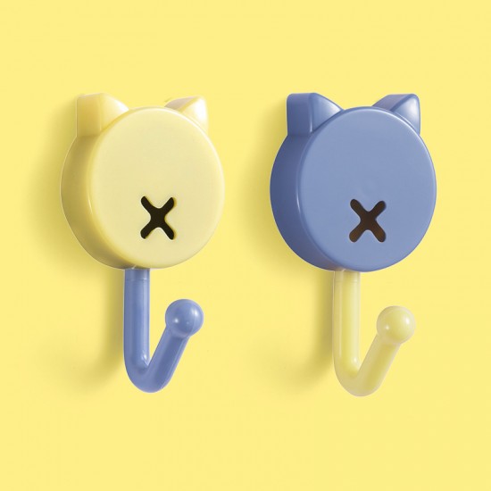 可愛貓咪造型多色掛勾 浴室廚房黏貼式掛勾 壁掛式貓耳造型掛勾 10個裝