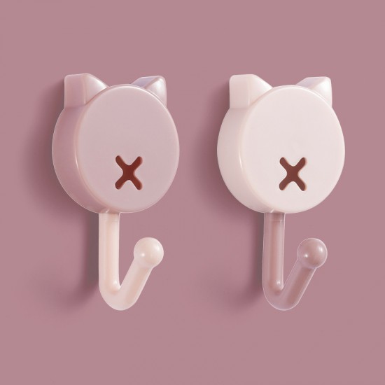 可愛貓咪造型多色掛勾 浴室廚房黏貼式掛勾 壁掛式貓耳造型掛勾 10個裝