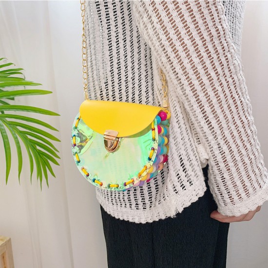 創意鐳射DIY串珠編織包包 創意手工少女包 造型彩色串珠斜背包