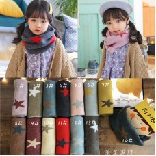 秋冬仿羊絨兒童圍巾 星星圖案兒童圍巾 冬季必備保暖圍巾