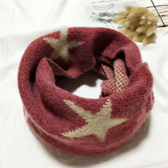 秋冬仿羊絨兒童圍巾 星星圖案兒童圍巾 冬季必備保暖圍巾