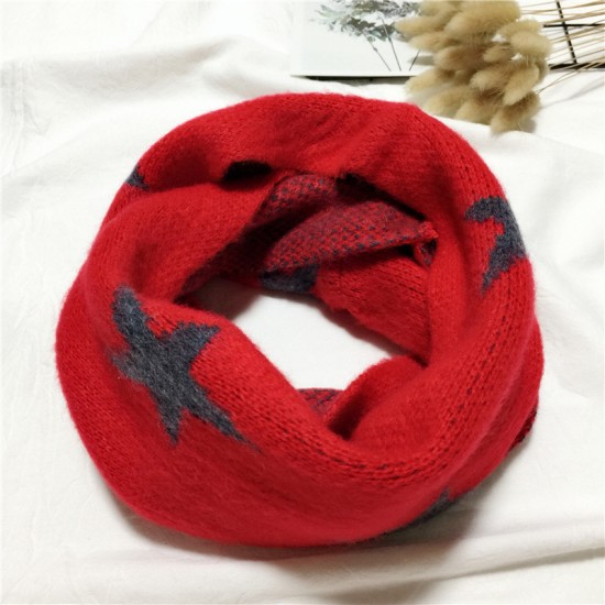 秋冬仿羊絨兒童圍巾 星星圖案兒童圍巾 冬季必備保暖圍巾