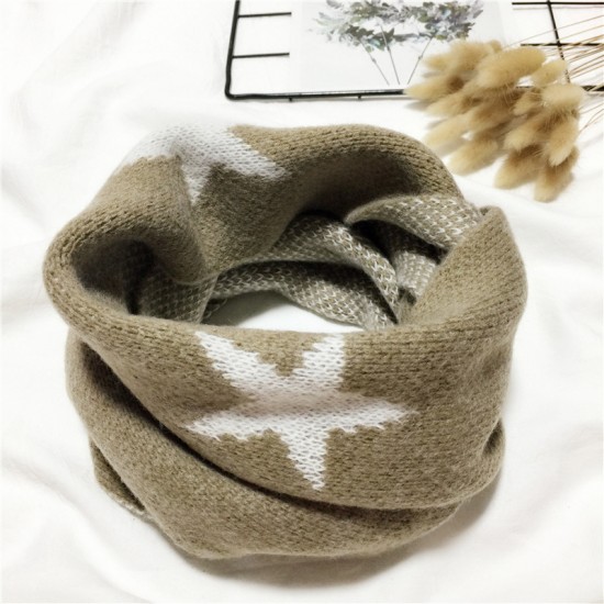 秋冬仿羊絨兒童圍巾 星星圖案兒童圍巾 冬季必備保暖圍巾