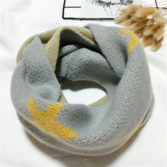 秋冬仿羊絨兒童圍巾 星星圖案兒童圍巾 冬季必備保暖圍巾